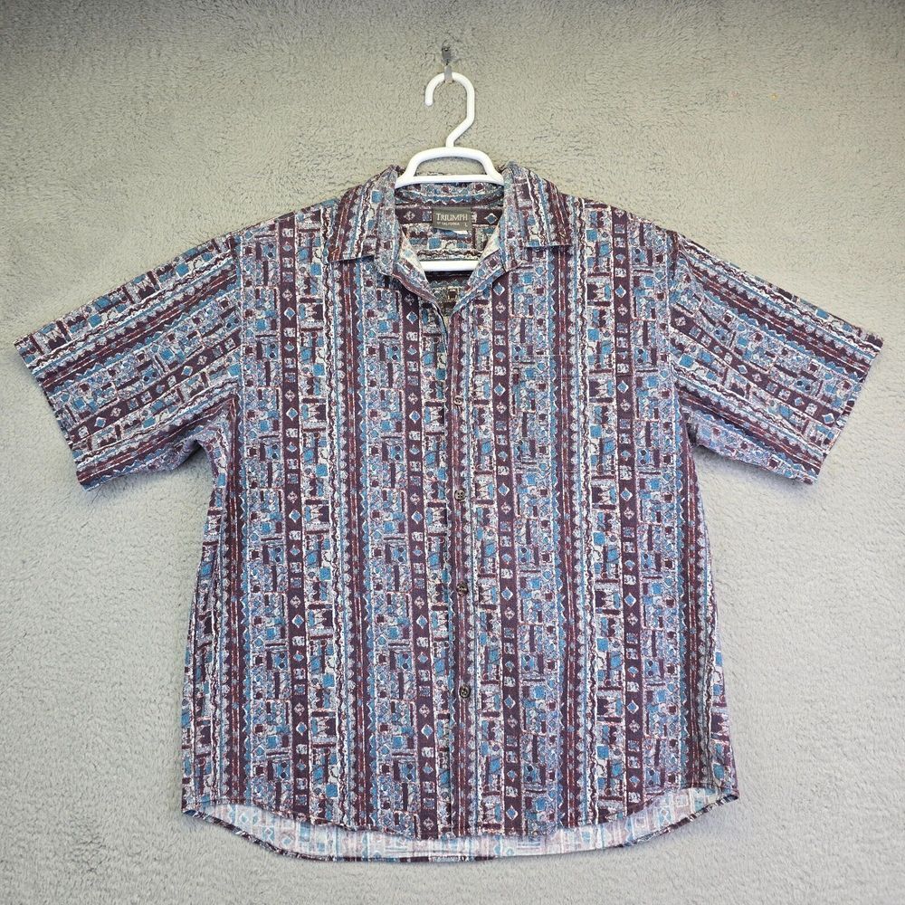Vintage Triumph of California Shirt Mens L Retro 80s 90s Eclectic Grandpa Button